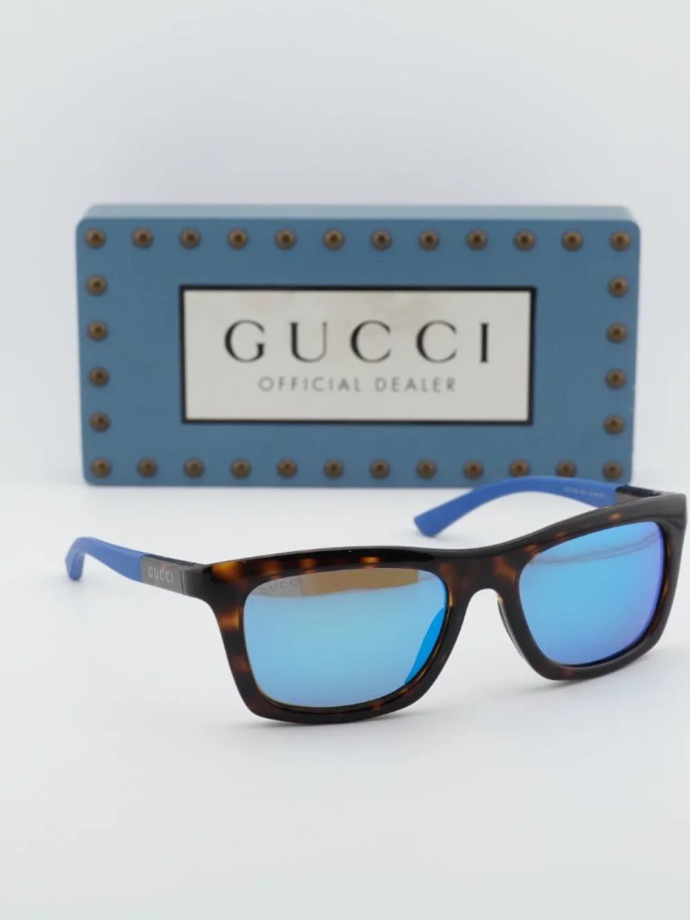 Gucci GG1735S 003 Rectangle Sunglasses - Havana / Blue